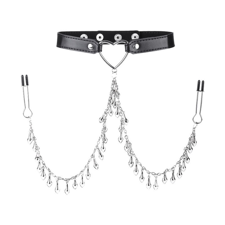 Choker BDSM, Otel inoxidabil, Negru
