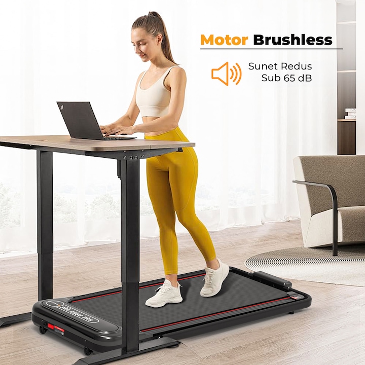 Banda Alergare Pliabila HF1103 Elindor®, Motor 1.5 CP, App Smartphone, Compacta, Profesionala, Viteza Maxima 8.8km/h, Silentioasa 65dB, Perfecta pentru Fitness, Cardio, Mers, Display LED, Timp, Distanta, Viteza, Calorii, 119x55 cm, Negru
