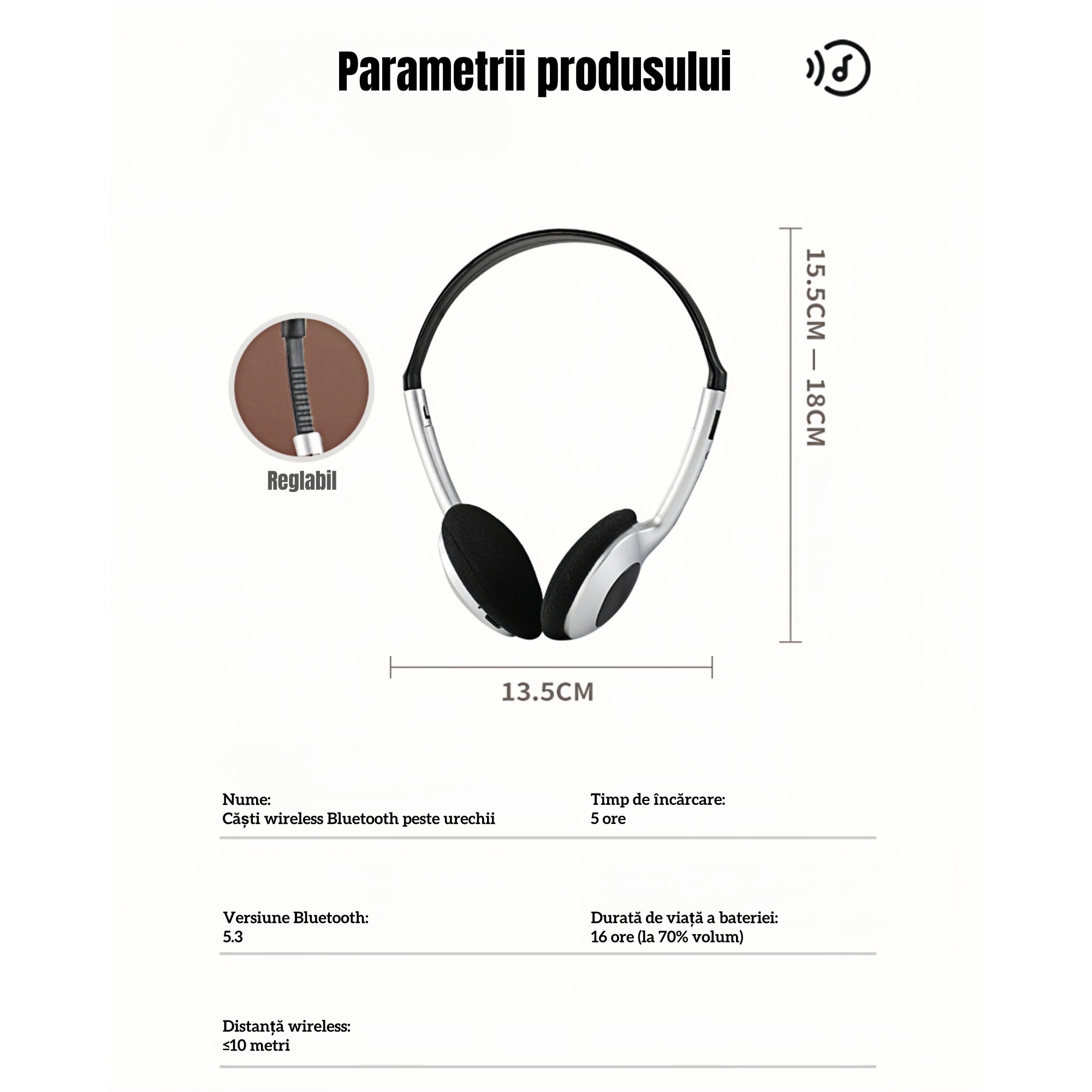 Casti Retro Casti Wireless, Retro, Bluetooth, Negru - eMAG.ro