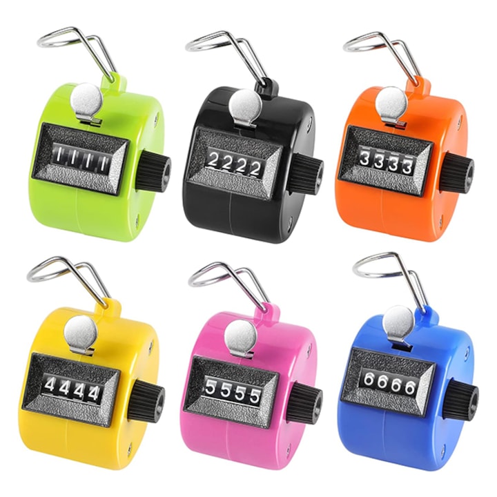 Set 6 Contoare Manuale Notekisskai, 4 Cifre, Multicolor, Marcator Teren Baschet