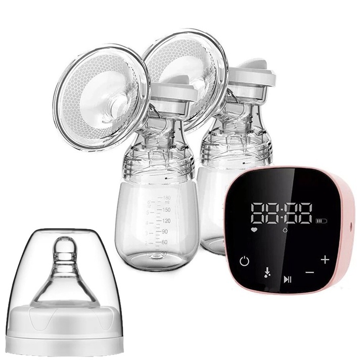 Elektromos mellszívó, masszázs funkció, digitális kijelző, 180ml, ultrahangtalan