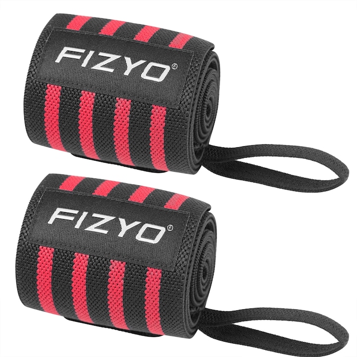 Fase pentru Incheietura Fizyo FFIWB-5408, 2 buc, Wrist Wraps, 54x8cm, Negru/Rosu