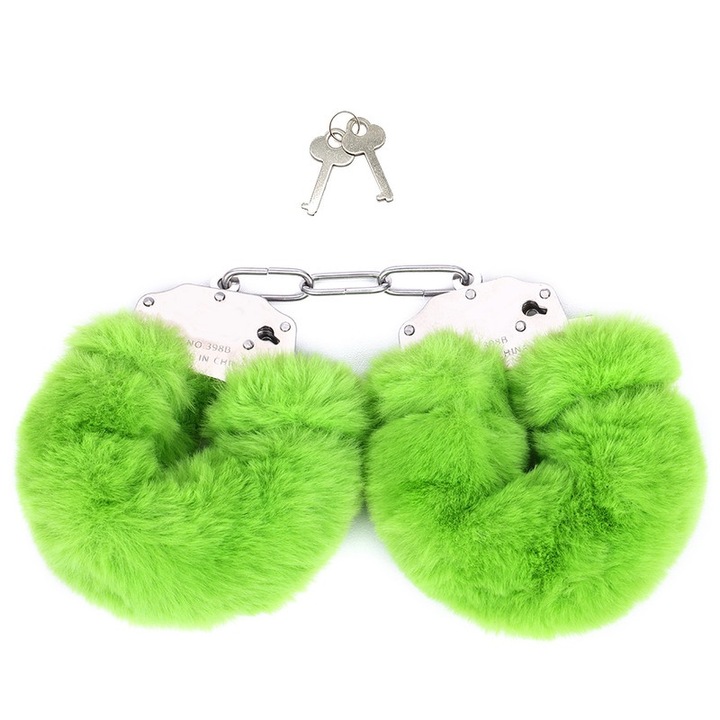 Plüss/fém BDSM bilincs, zöld