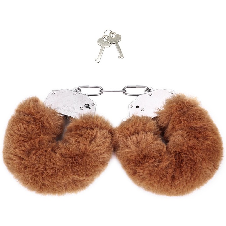 Plüss/fém BDSM bilincs, 182,14 g, barna