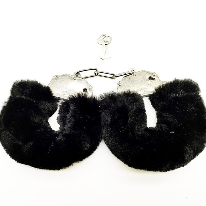 Plüss/fém BDSM bilincs, 182,16 g, fekete