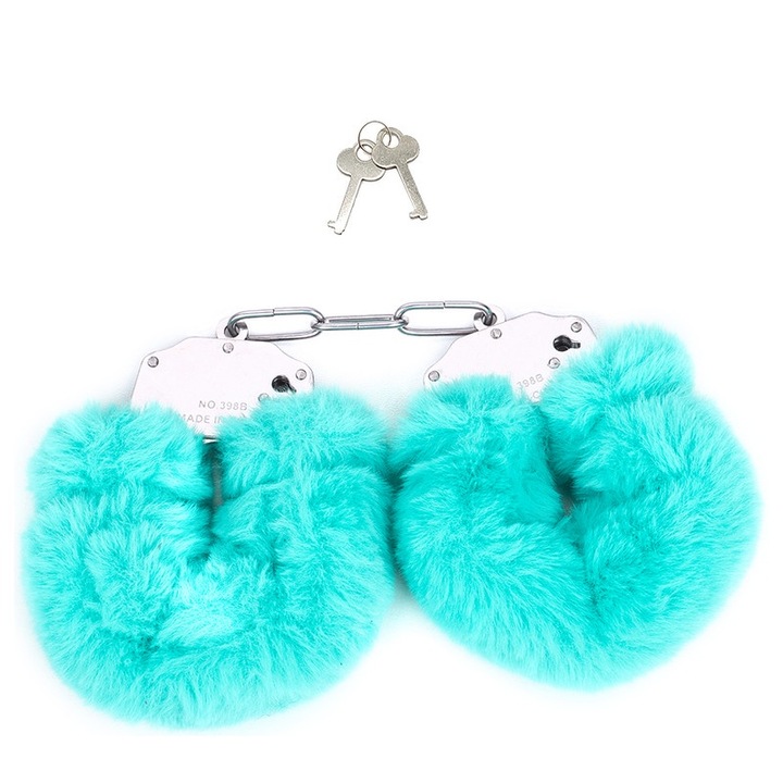 Catuse BDSM din plus si metal, 182.18 g, cian