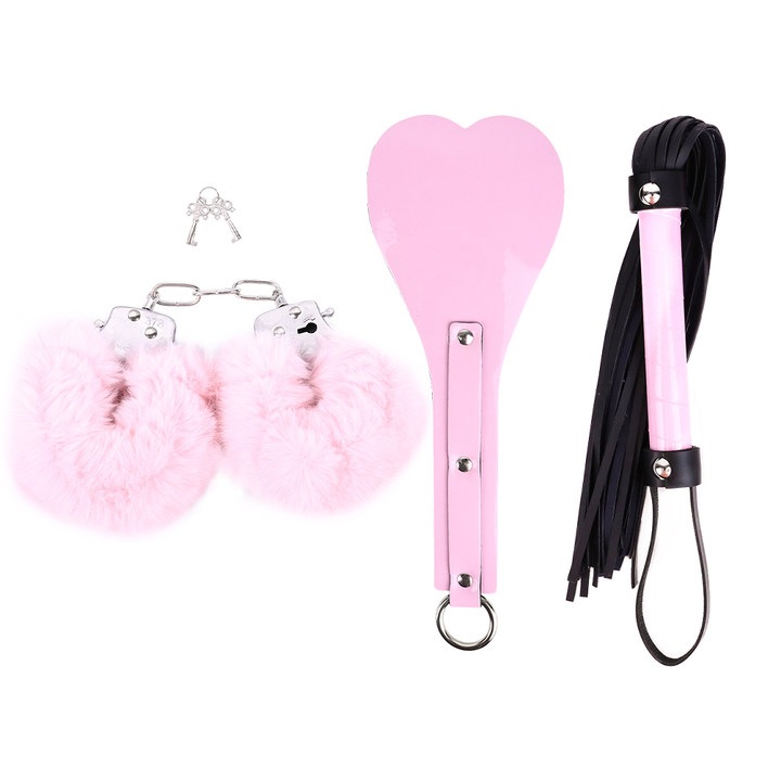 Set BDSM 3 piese, Menote metalice, Paddle inima, Bici, Multicolor