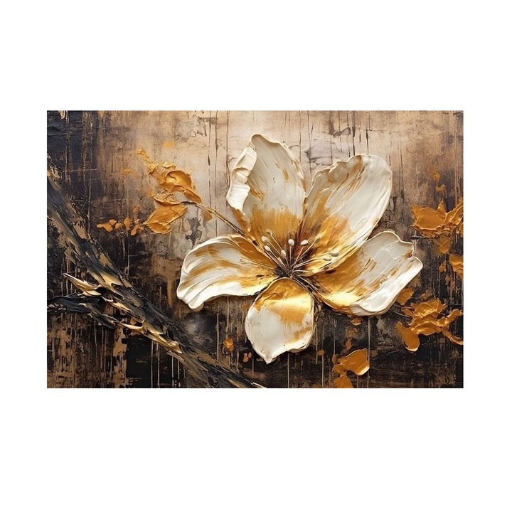 Tablou cu Floare pe Fundal Maro 90x60 cm