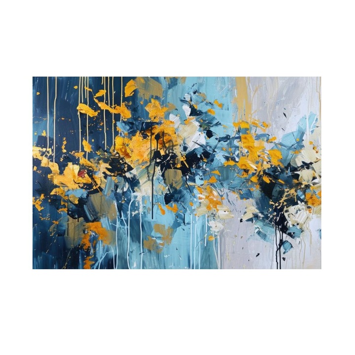 Tablou cu Flori Galbene si Albastre 60x45 cm