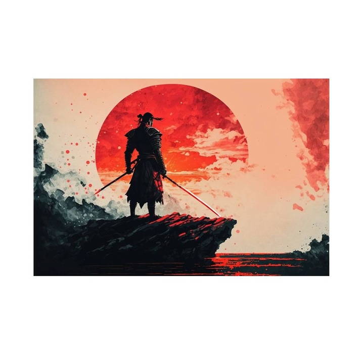 Tablou cu Samurai la Apus 90x60 cm