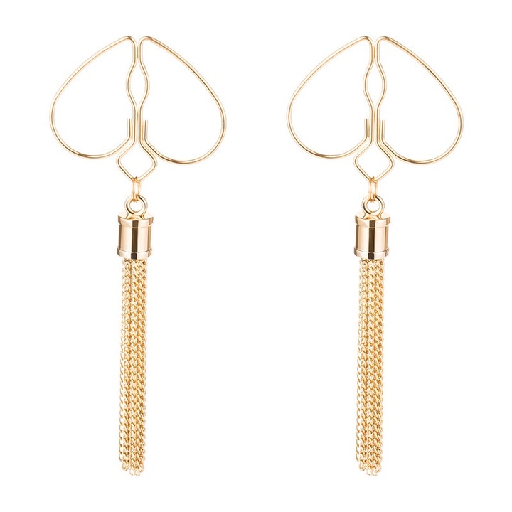 Щипки за зърна във формата на сърце, Метал, Златист