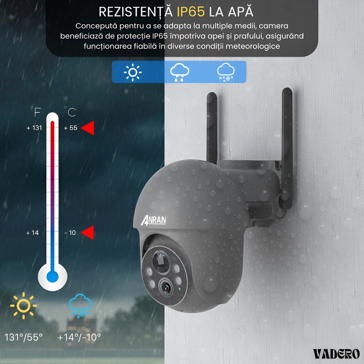 Camera de supraveghere exterior, Wi-Fi, negru