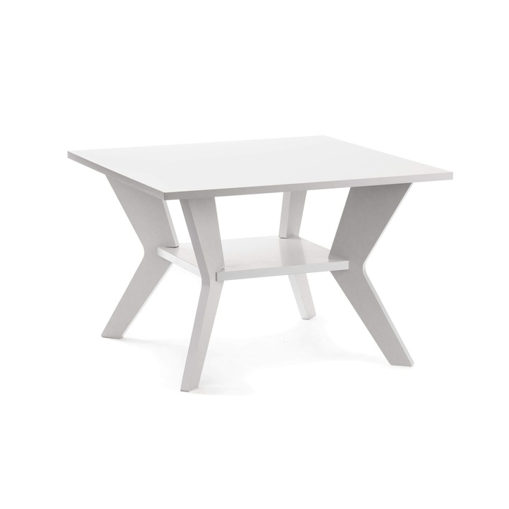 Masuta De Cafea, Stiv-Meble, KAM, STOL_KAM_BM, 65x65x44 cm, Loft, Prelucrare de inalta calitate, Atentie la detalii, Design robust, Constructie minimala, Asamblare: mobila cu autoasamblare, MDF, Alb