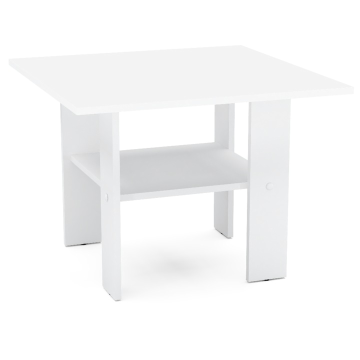 Маса за кафе, Stiv-Meble, HIT, STOL_HIT_BMBM, 65x65x48 см, Модерна, Масив, ПДЧ, Матово бяло