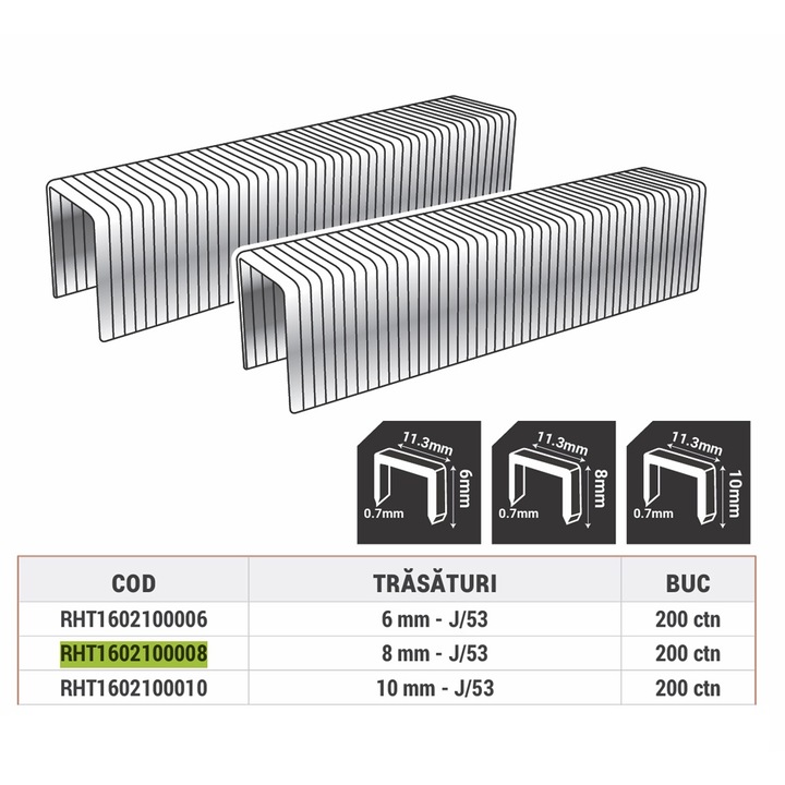 Capse Pentru Capsator, Rodex, 8Mm, J-53, 1000Pcs (Stpn08) (200)