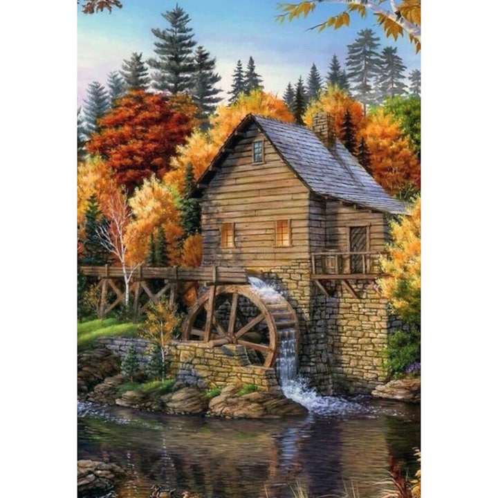 Set mozaic de broderie cu diamante 5D, Model DP269, 30x40 cm, Multicolor