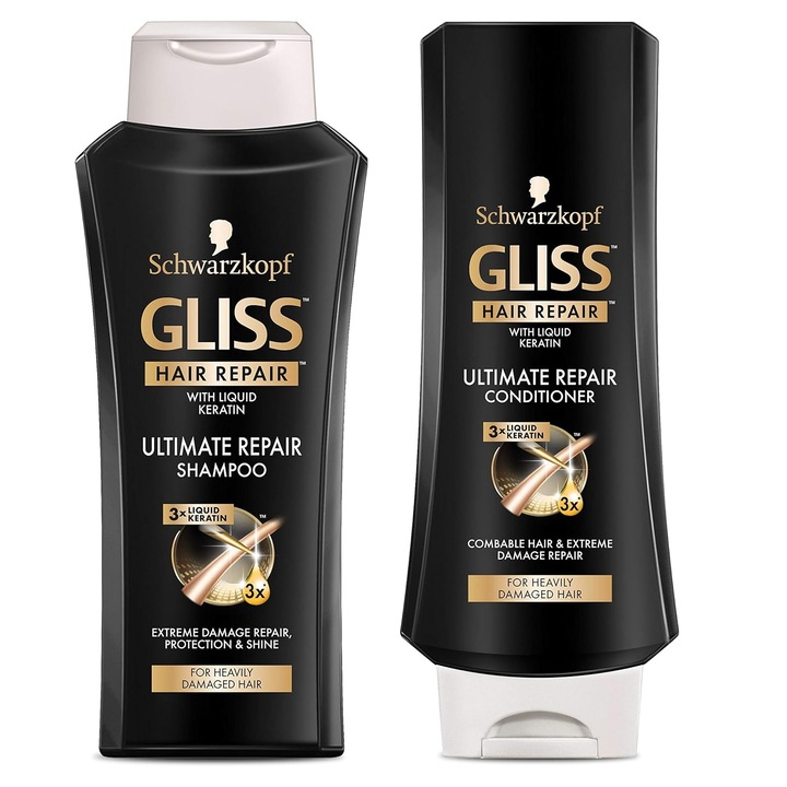 Set ingrijire par Gliss Ultimate Repair Sampon, 250 ml + Balsam de par, 200 ml