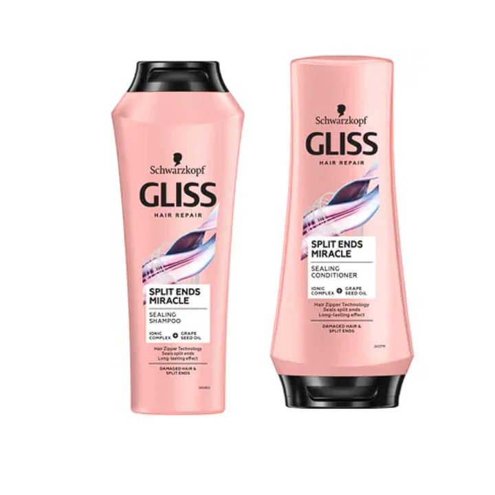 Set ingrijire par Gliss Kur Sampon Split Hair Miracle 370 ml + Masca de par Split Hair Miracle, 200 ml