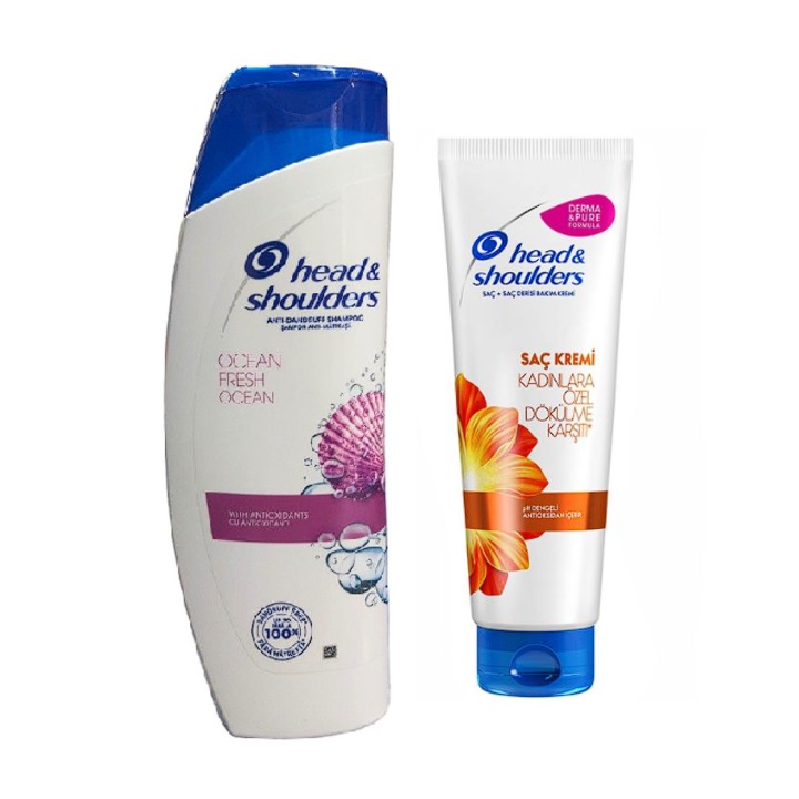 Pachet sampon Head & Shoulders Ocean fresh 360 ml si balsam repair&care anticadere 275 ml