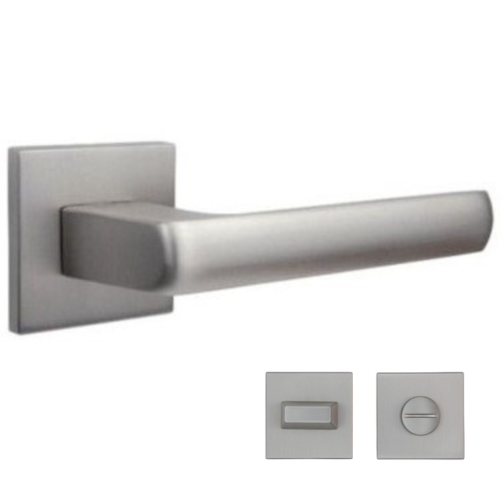 Maner usa interior AVIOR nichel mat cu rozete de WC