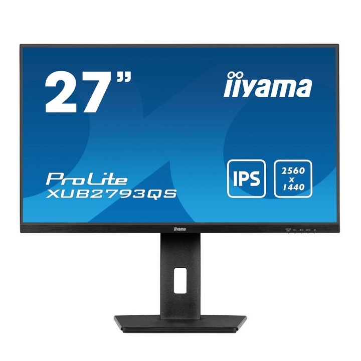 Monitor IPS LED Iiyama 27" XUB2793QS-B6, QHD 2560 x 1440, HDMI, DisplayPort, hangszórók, Pivot, 100 Hz, 1 ms fekete