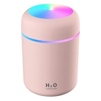 Umidificator de aer, difuzor aromaterapie cu lumina LED, lumanare parfumata, Roz