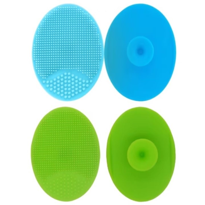 Set 2 Perii Bebelusi Super Trends® Din Silicon Moale Pentru Indepartarea Crustelor De Lapte, Perie Par Bebe Delicata, Perie Pentru Cruste De Lapte Si Cojite, Perie Silicon Bebelusi Pentru Scalp Sensibil, Perie Bebelusi Baie, Hipoalergenica, Verde Albastru