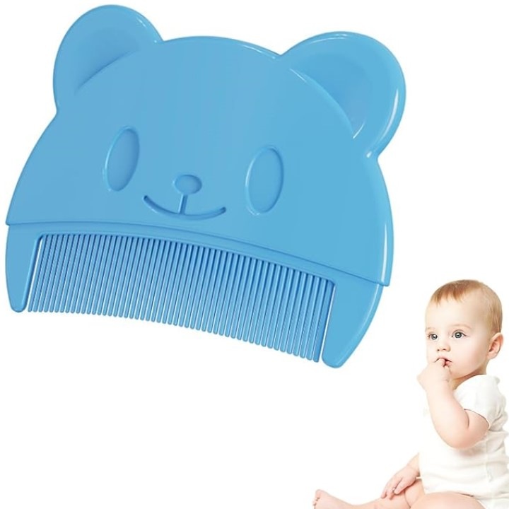 Pieptan Bebelusi Super Trends® Pentru Indepartarea Cojilor Si Crustelor De Lapte, Pieptene Cruste De Lapte Din Silicon Moale Hipoalergenic, Pieptan Coji Sigur Pentru Dermatita Bebe, Pieptene Bebelusi Cu Dinti Fini, Perie Si Pieptan Baie Albastru