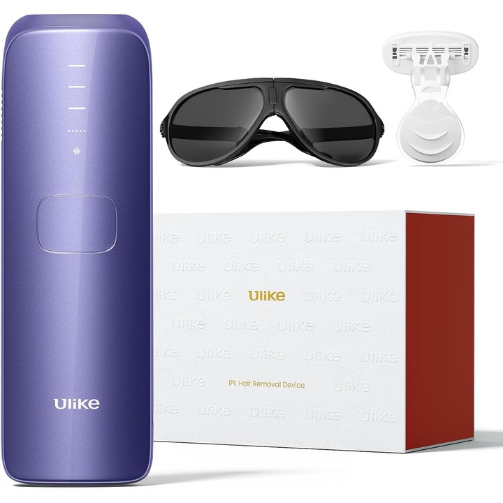 Epilator IPL laser Ulike Air 3, tehnologie Sapphire Ice-Cooling, 3 moduri de tratament, corp si fata, mov