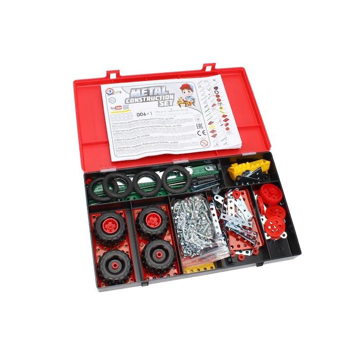 Комплект метални конструкции Technok, 15 модела превозни средства, 337 части