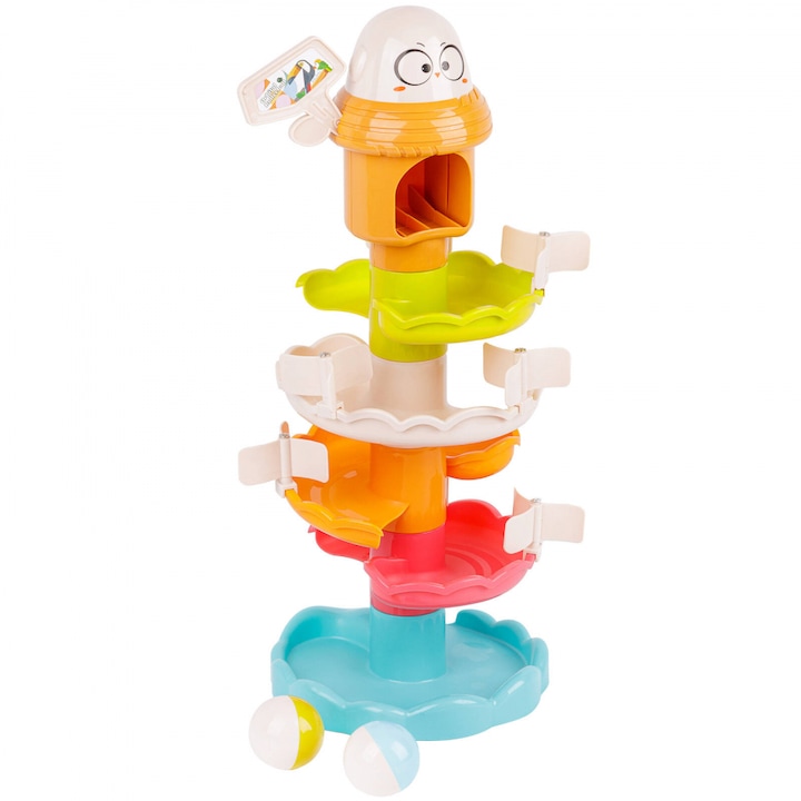 Set constructie 17 piese circuit cu bile Rainmow Balls