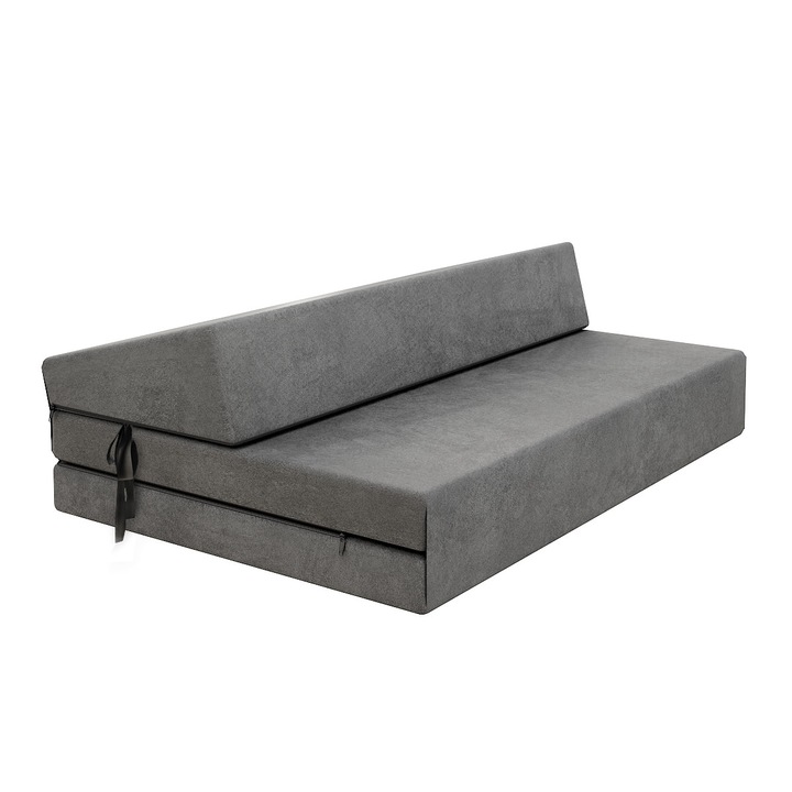 Сгъваем матрак/диван, FDM, Sara Mini, 120x200x9 см, Тъмносив, мек-средна твърдост