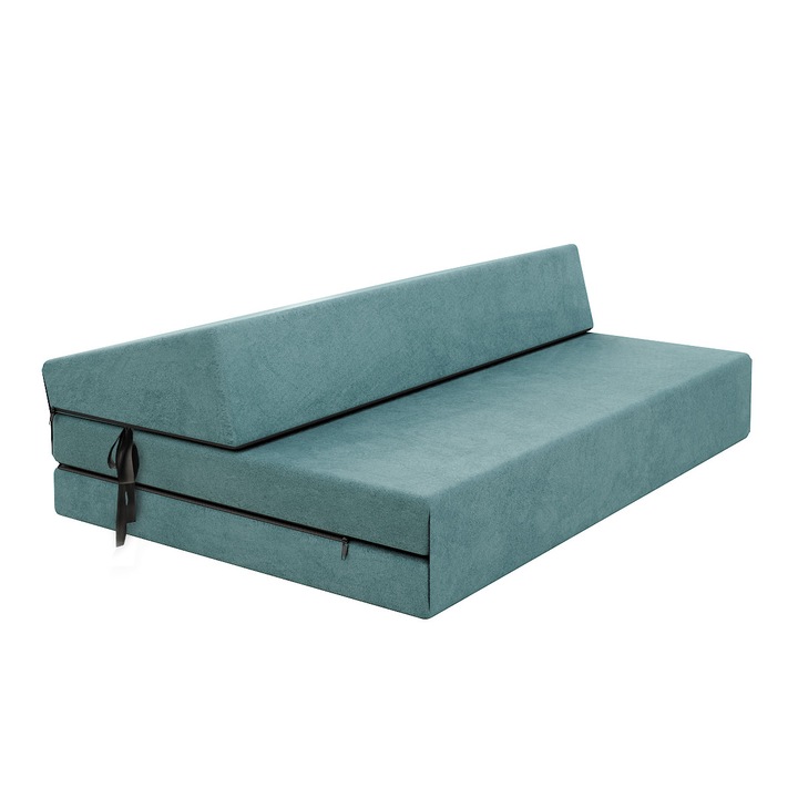 Összecsukható matrac/kanapé, FDM, Sara Mini, 120x200x9 cm, Türkiz, puha-közepes keménységű