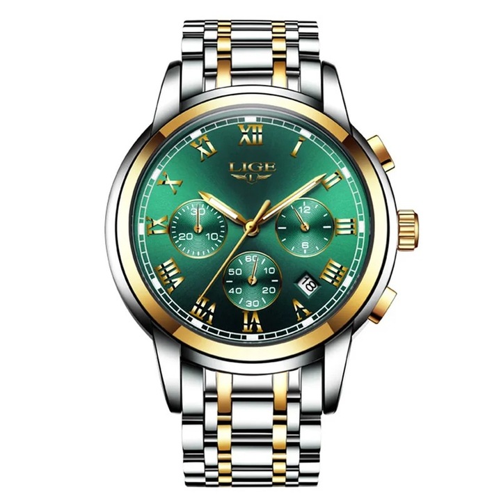 Ceas dama de mana Lige Casual Elegant Fashion Top Brand Luxury Analog Quartz Argintiu Verde