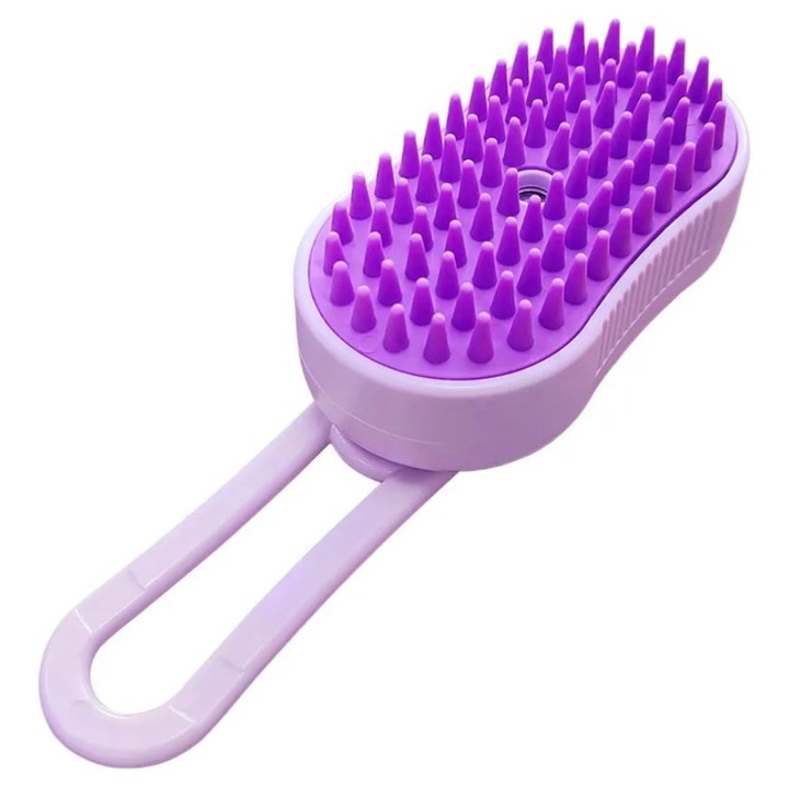 Perie cu Abur Pentru Animale de Companie, LUXEMATE®, 3 in 1, Incarcare USB, Indeparteaza Parul, Curatare si Masaj, Maner Rotativ 360 grade, Violet