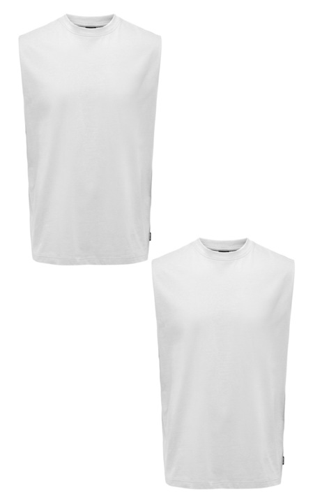 Комплект от 2 броя мъжки потници Only & Sons памук, бели, Слонова кост, L