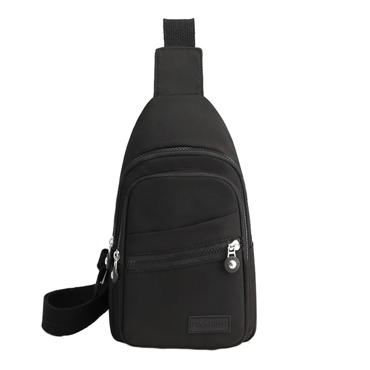 QttvbTna crossbody táska, nylon, fekete, 30x17x11cm
