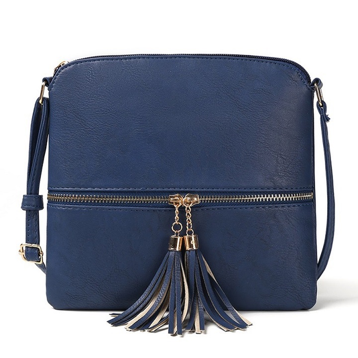 Jormftte válltáska, többszínű, 24x23x2cm, rojtokkal, cipzáros zsebbel, állítható pánttal