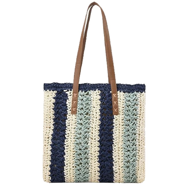 Jormftte fonott szalmatáska, 37x37cm, többszínű, 68cm-es vállpánttal