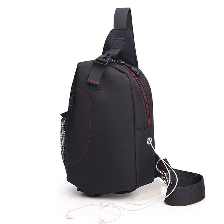 Jormftte keresztpántos táska, Oxford anyag, vízálló, fekete, 20x6x35cm