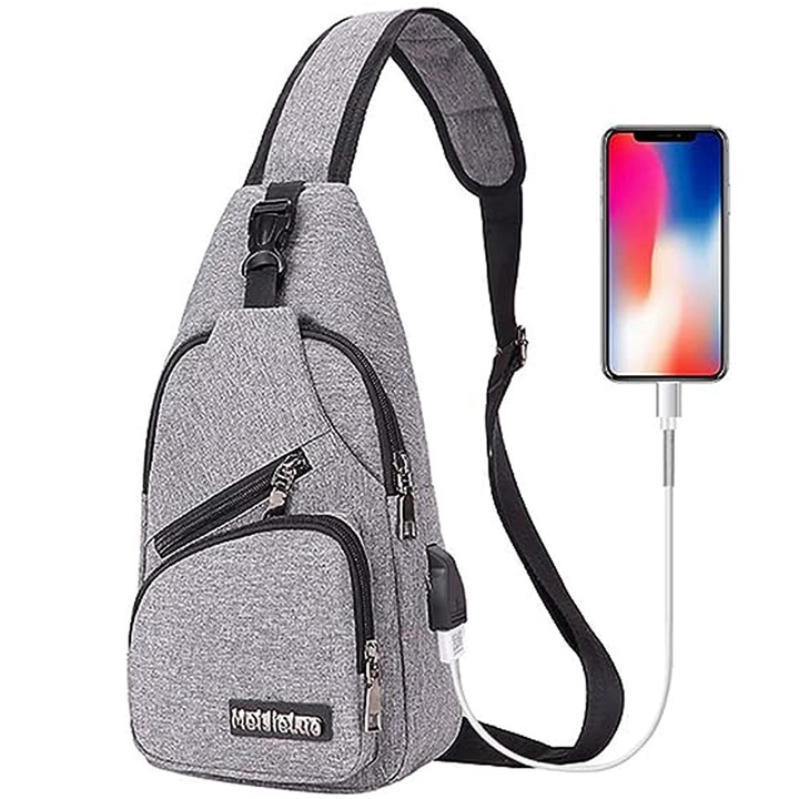 Vízálló parittya hátizsák Férfiak, nők parittya hátizsák, túra hátizsák, multifunkcionális mellkas testtáska, szürke