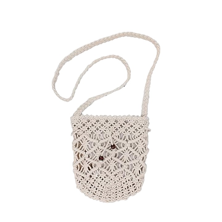 Jormftte pamut válltáska, barna/fehér, 18x16x17cm, 1 db-os szett