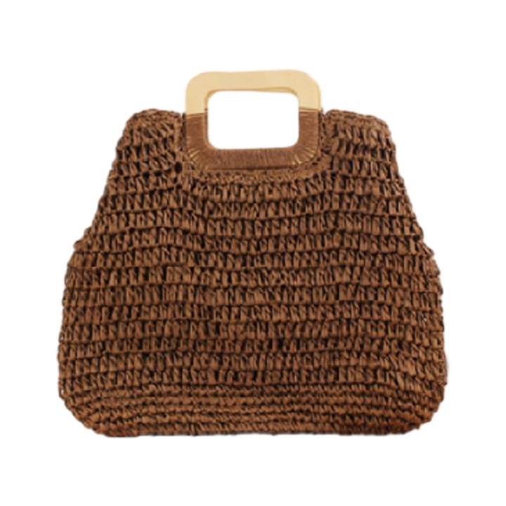 Jormftte fonott papír kézitáska, bézs/barna, 45x31x10cm, 1 db-os készlet