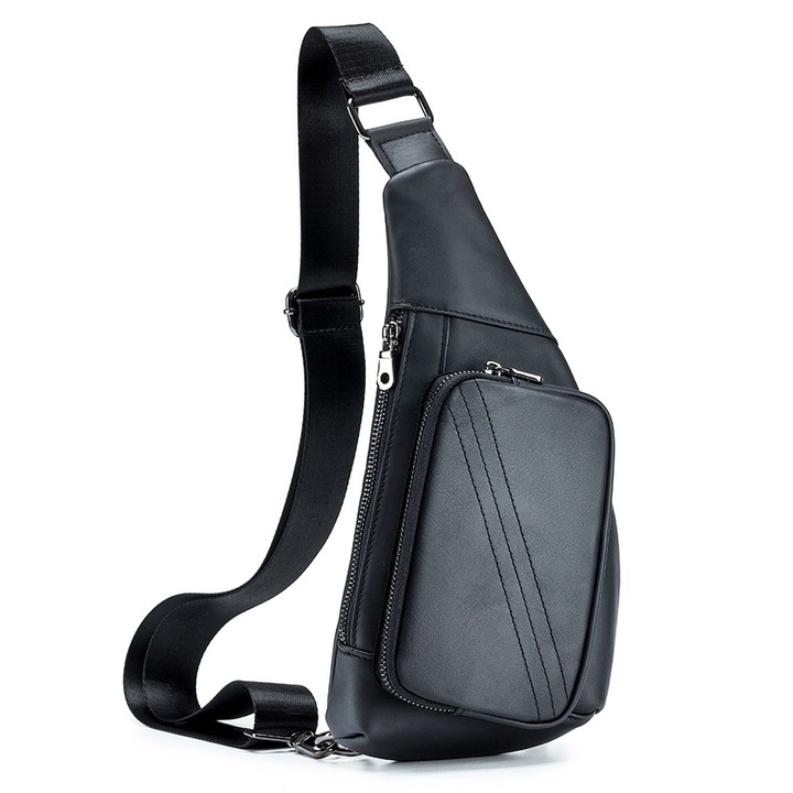 Jormftte Férfi bőr táska, barna, 16x3x32cm, állítható pánt, multifunkcionális