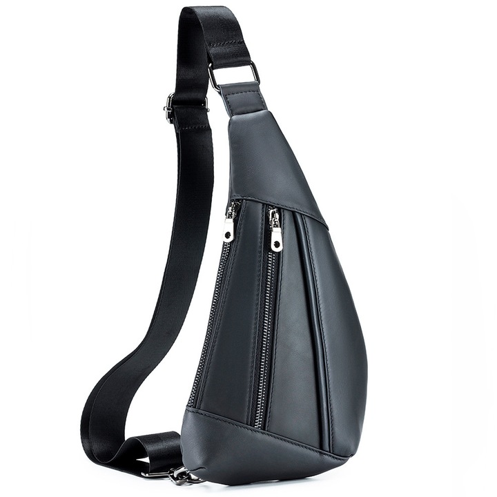 Valódi bőr táska Motoros mellkasi táska Kézzel készített mellkasi táska Túrázó hátizsák Retro mellkasi táska Vintage fekete válltáska