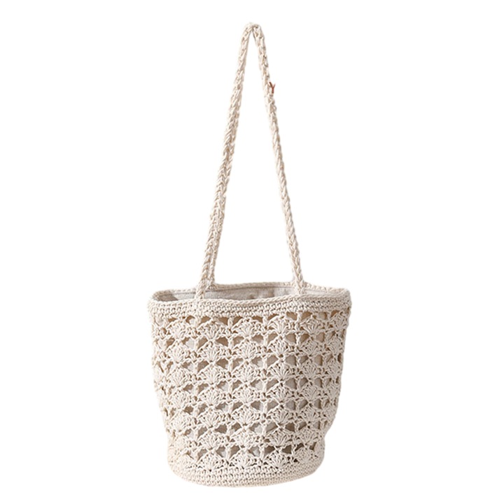 Jormftte női válltáska, horgolt, bézs, 25x22cm, 1 db-os szett.