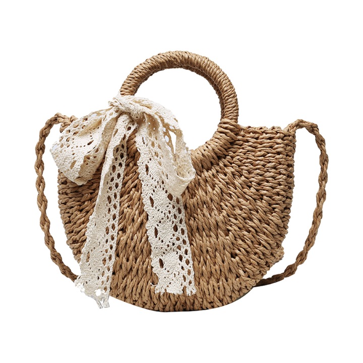 Jormftte fonott válltáska, bézs/kávébarna, 20x14x6cm, pánthossz 110cm