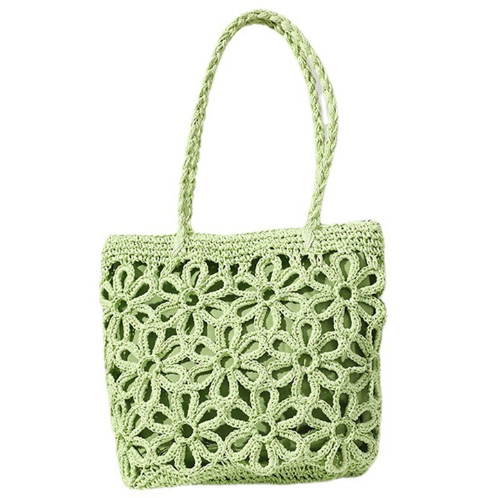 Jormftte szalmatáska, zöld, 28x25x10cm, 1 darab