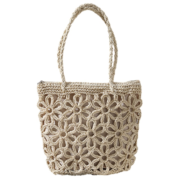 Jormftte szalmatáska, bézs, 28x25x10cm, 1 db.