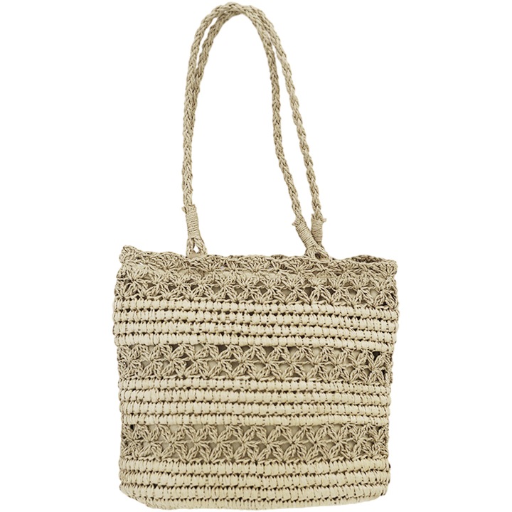 Jormftte szalma válltáska, bézs, 31x28x10cm, 1 db.